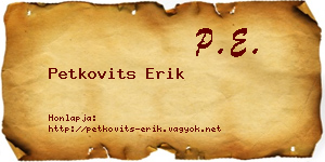 Petkovits Erik névjegykártya